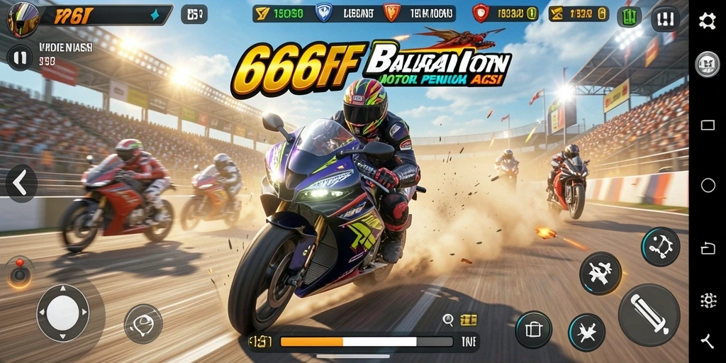 Tampilan gameplay balap motor yang seru dan mendebarkan.