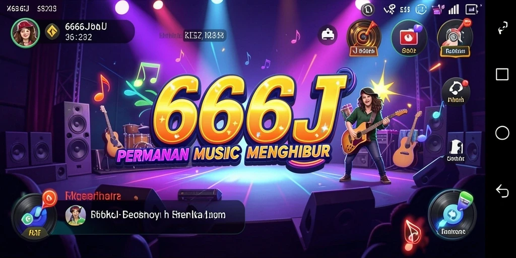 Screenshot gameplay 666J menampilkan pengguna menikmati permainan musik.