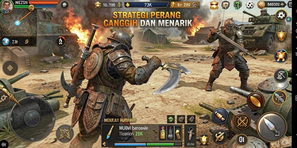 Tangkapan layar gameplay 73K dengan strategi yang adiktif.