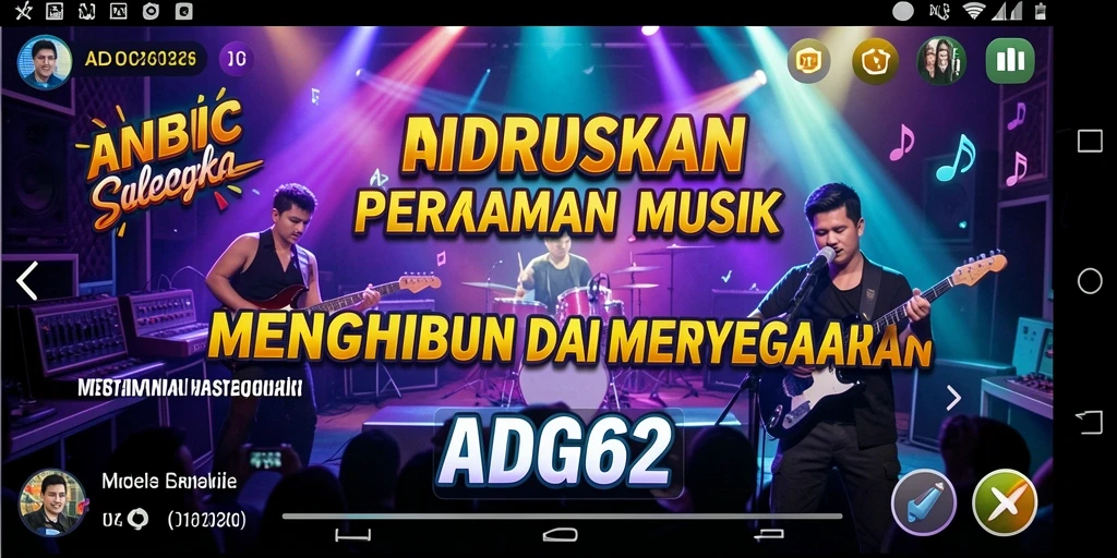 Tampilan gameplay ADG62 yang menyenangkan dan berwarna-warni.