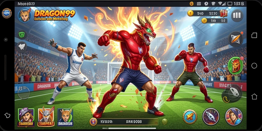 Screenshot utama DRAGON99 menampilkan aksi seru dalam pertandingan olahraga.