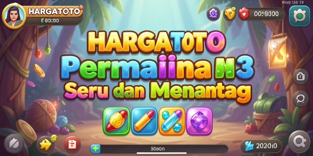 Tampilan gameplay HARGATOTO yang penuh warna dan seru.