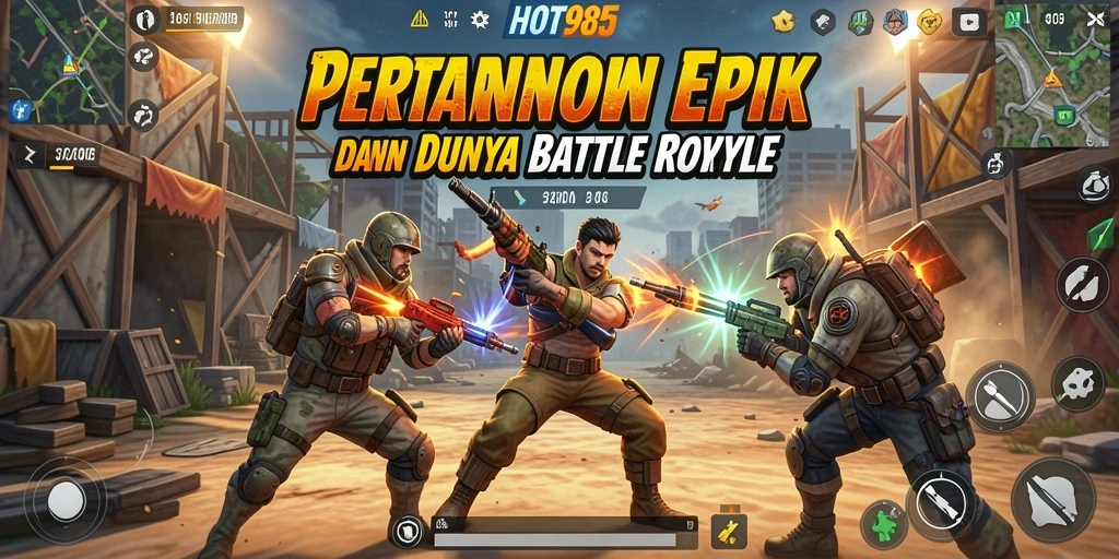 Tampilan gameplay HOT985 dengan aksi Battle Royale yang seru.
