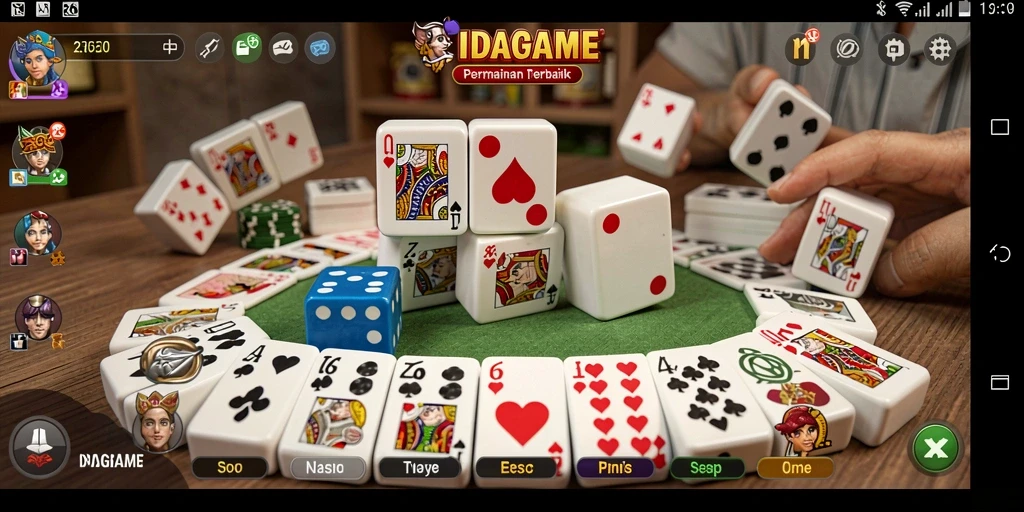Tampilan gameplay IDAGAME dengan suasana seru bermain Domino.