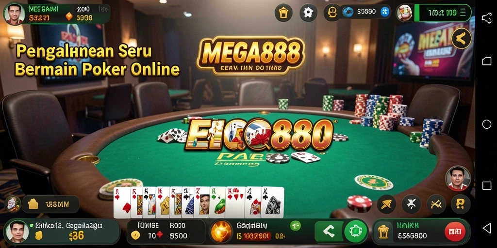 Tampilan gameplay poker yang menarik dan interaktif.