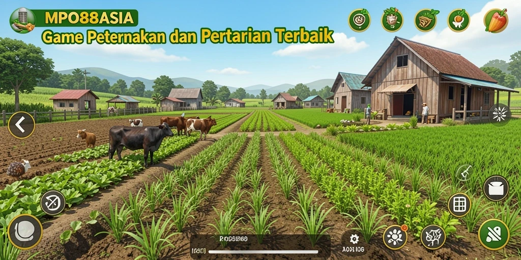 Tampilan gameplay menarik dari MPO88ASIA dengan suasana pertanian yang cerah.