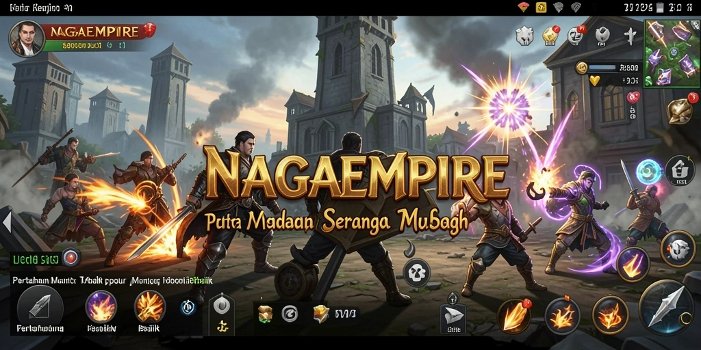 Screenshot NAGAEMPIRE menampilkan aksi pertahanan menara yang mendebarkan.