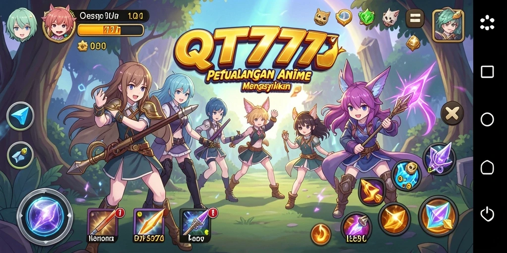 Gameplay QT777 menampilkan karakter anime yang dinamis dan aksi yang seru.