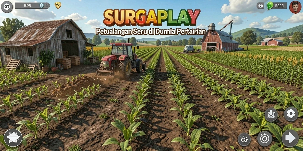 Tampilan gameplay SURGAPLAY dengan aktivitas bertani yang menarik.